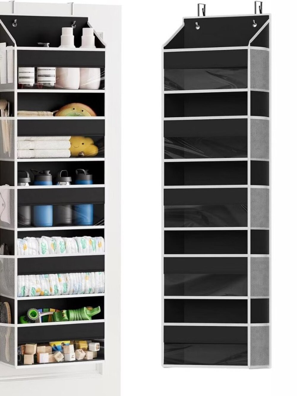 SpaceAid Over the Door Organizer – 5 Pocket Hanging Storage with Mesh Sides and